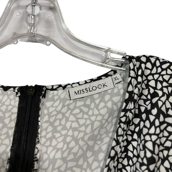 NWOT, MISSLOOK, Elegant Black & White Soft Dress, XL - Picture 3 of 10